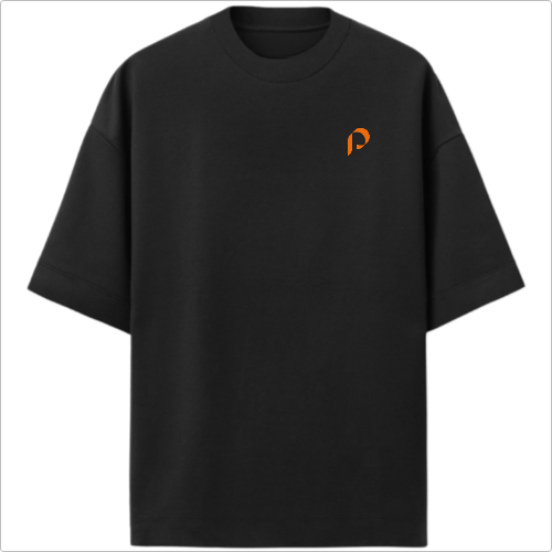 Camiseta Oversized - Penumbra - logo laranja - lateral