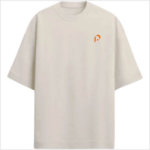 Camiseta Oversized - Penumbra - logo laranja - lateral