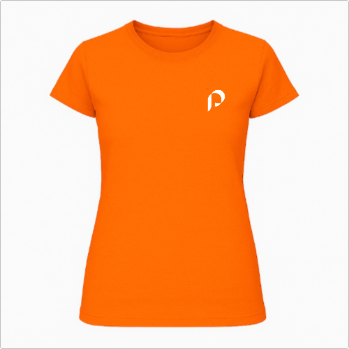 Blusa Baby Look - Penumbra - logo laranja - lateral