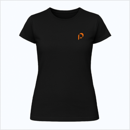 Blusa Baby Look - Penumbra - logo laranja - lateral
