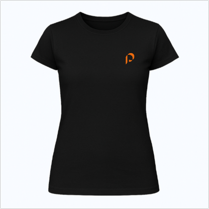 Blusa Baby Look - Penumbra - logo laranja - lateral