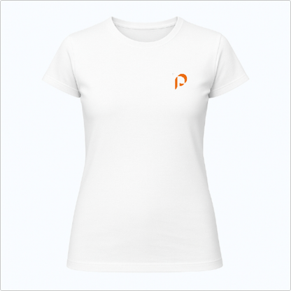 Blusa Baby Look - Penumbra - logo laranja - lateral