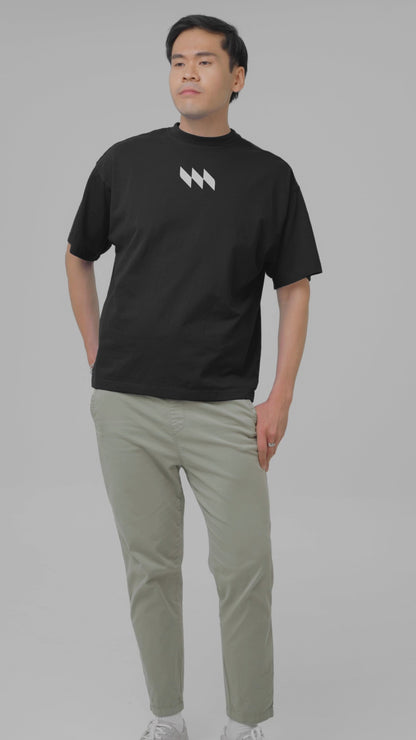Camiseta Oversized Premium - Mestrinho JJ - Logo Branco e Preto